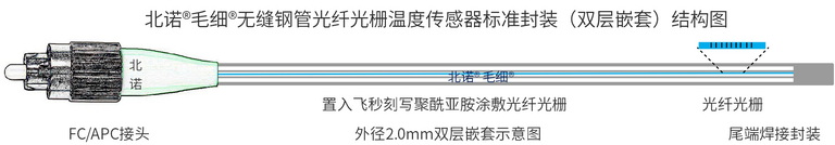 北諾800攝氏度毛細無縫鋼管單端光纖光柵傳感器（02H型）結(jié)構(gòu)圖